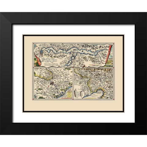 Lake Como Regions Upper Adriatic Italy Black Modern Wood Framed Art Print with Double Matting by Ortelius