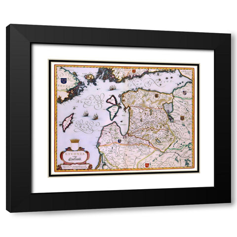 Eastern Europe Latvia Estonia - Blaeu 1662 Black Modern Wood Framed Art Print with Double Matting by Blaeu