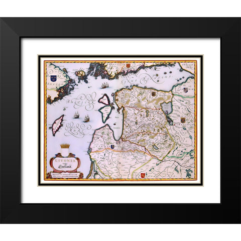 Eastern Europe Latvia Estonia - Blaeu 1662 Black Modern Wood Framed Art Print with Double Matting by Blaeu