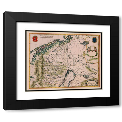 Lapland Finland - Blaeu 1662 Black Modern Wood Framed Art Print with Double Matting by Blaeu