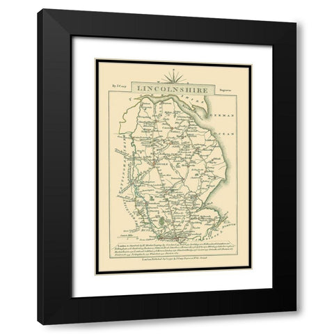 Lincolnshire County England - Cary 1792 Black Modern Wood Framed Art Print with Double Matting by Cary