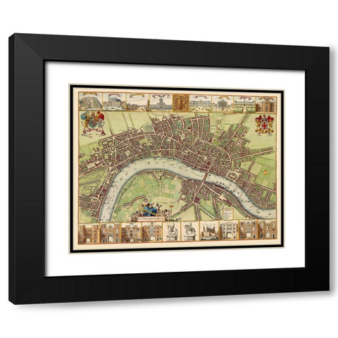 London Thames River England - DeHooghe 1689 Black Modern Wood Framed Art Print with Double Matting by De Hooghe