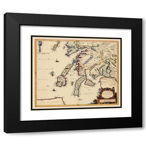 Lorna Lorne Scotland - Blaeu 1654 Black Modern Wood Framed Art Print with Double Matting by Blaeu