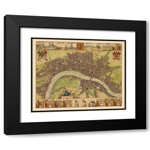 London England - Hollar 1688 Black Modern Wood Framed Art Print with Double Matting by Hollar