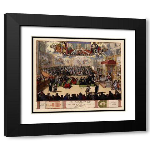 William III House of Commons London England Black Modern Wood Framed Art Print with Double Matting by De Hooghe