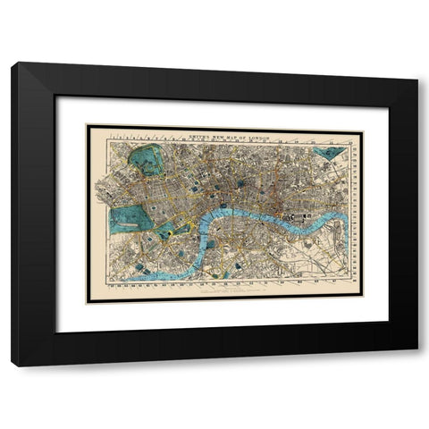 London England - Smith 1860 Black Modern Wood Framed Art Print with Double Matting by Smith