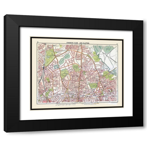 Finsbury Park Clapton London UK - Bartholomew 1921 Black Modern Wood Framed Art Print with Double Matting by Bartholomew