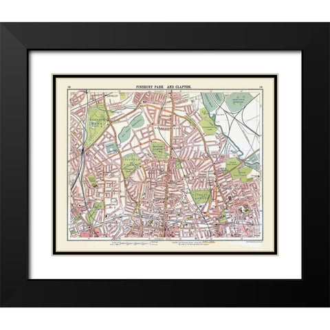 Finsbury Park Clapton London UK - Bartholomew 1921 Black Modern Wood Framed Art Print with Double Matting by Bartholomew