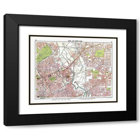 Bow West Ham London UK - Bartholomew 1921 Black Modern Wood Framed Art Print with Double Matting by Bartholomew