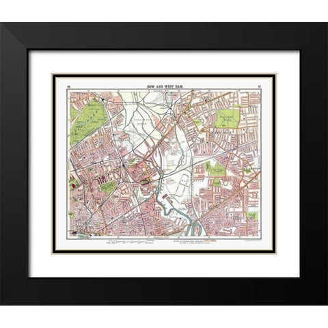 Bow West Ham London UK - Bartholomew 1921 Black Modern Wood Framed Art Print with Double Matting by Bartholomew
