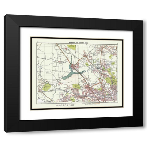 Hendon Childs Hill London UK - Bartholomew 1921 Black Modern Wood Framed Art Print with Double Matting by Bartholomew