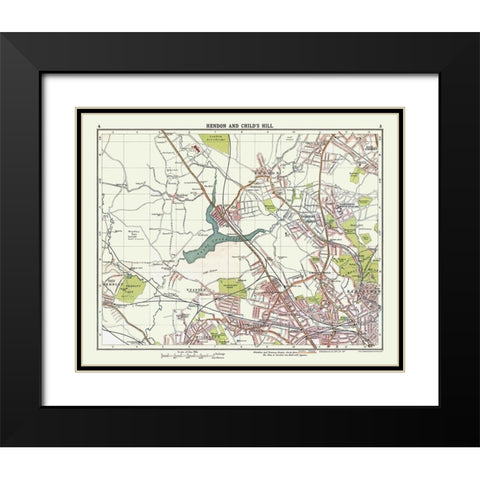 Hendon Childs Hill London UK - Bartholomew 1921 Black Modern Wood Framed Art Print with Double Matting by Bartholomew