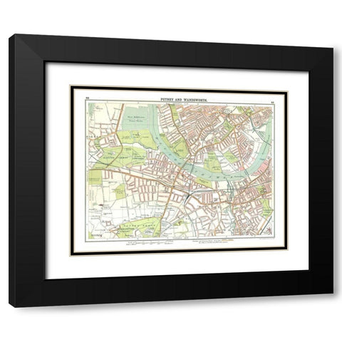 Putney Wandsworth London UK - Bartholomew 1921 Black Modern Wood Framed Art Print with Double Matting by Bartholomew