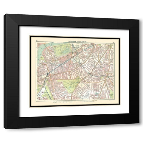 Battersea Clapham London UK - Bartholomew 1921 Black Modern Wood Framed Art Print with Double Matting by Bartholomew
