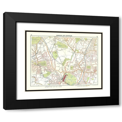 Norwood Sydenham London UK  - Bartholomew 1921 Black Modern Wood Framed Art Print with Double Matting by Bartholomew