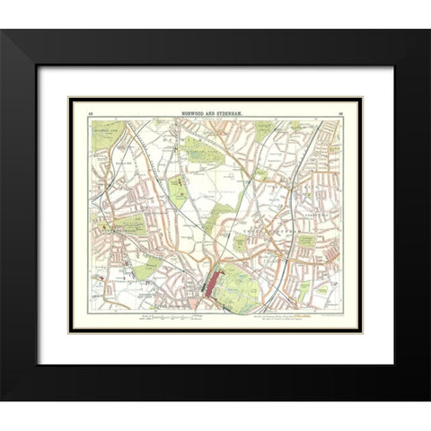 Norwood Sydenham London UK  - Bartholomew 1921 Black Modern Wood Framed Art Print with Double Matting by Bartholomew