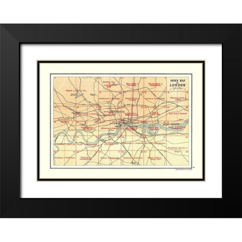 Index London UK - Bartholomew 1921 Black Modern Wood Framed Art Print with Double Matting by Bartholomew