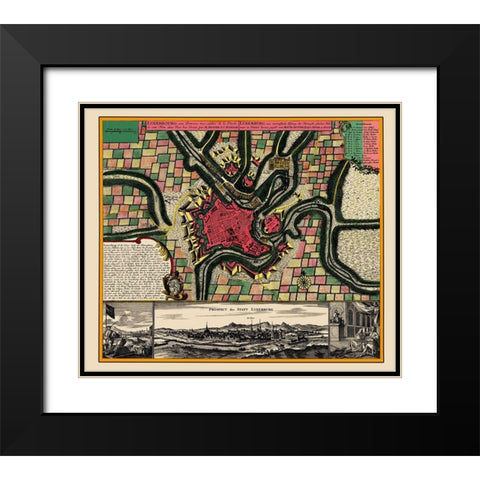 Benelux Luxembourg - Seutter 1730 Black Modern Wood Framed Art Print with Double Matting by Seutter