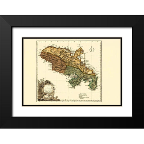 Caribbean Martinique - Jefferys 1760 Black Modern Wood Framed Art Print with Double Matting by Jefferys