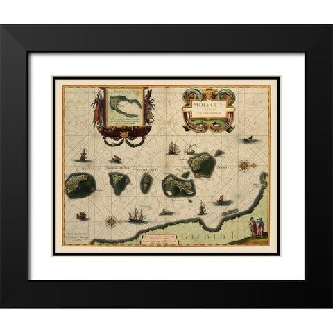 Asia Maluku Islands Indonesia - Blaeu 1630 Black Modern Wood Framed Art Print with Double Matting by Blaeu