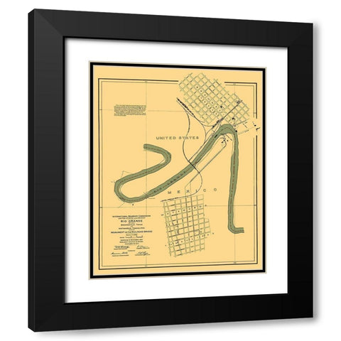 Rio Grande Border Matamoros Mexico United States Black Modern Wood Framed Art Print with Double Matting by Peters