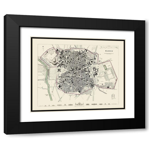 Iberian Peninsula Madrid Spain - Baldwin 1831 Black Modern Wood Framed Art Print with Double Matting by Baldwin