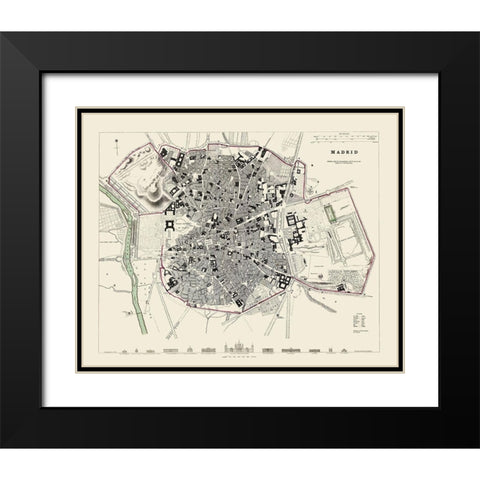 Iberian Peninsula Madrid Spain - Baldwin 1831 Black Modern Wood Framed Art Print with Double Matting by Baldwin
