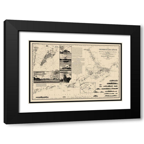 Macau Hong Kong Region China Nautical Black Modern Wood Framed Art Print with Double Matting by Perthes
