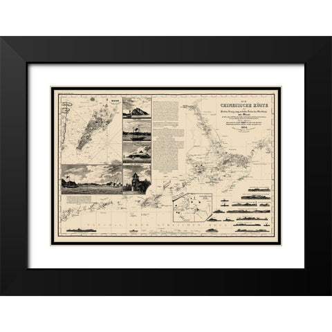 Macau Hong Kong Region China Nautical Black Modern Wood Framed Art Print with Double Matting by Perthes
