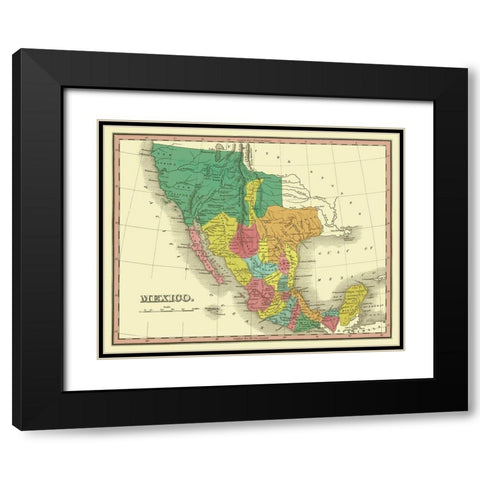 Territories Mexico - Finley 1831 Black Modern Wood Framed Art Print with Double Matting by Finley