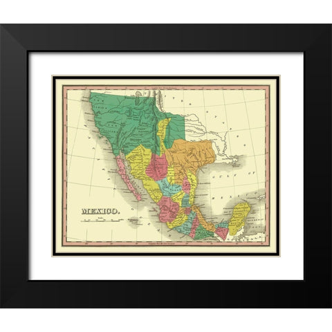 Territories Mexico - Finley 1831 Black Modern Wood Framed Art Print with Double Matting by Finley