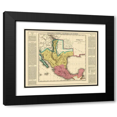 Internal Provinces Mexico - Young 1822 Black Modern Wood Framed Art Print with Double Matting by Young