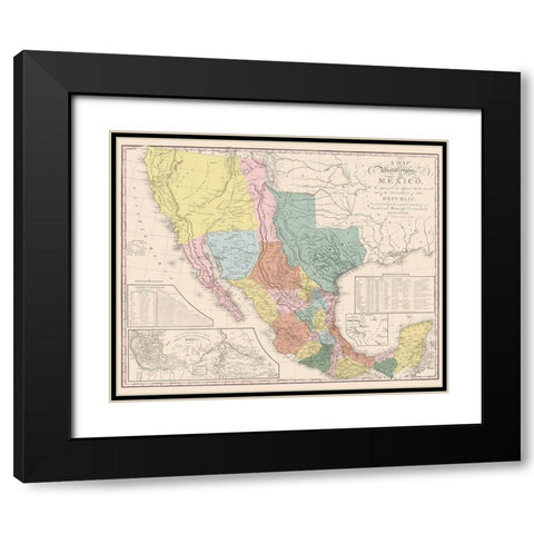 United States Mexico - Tanner 1847 Black Modern Wood Framed Art Print with Double Matting by Tanner