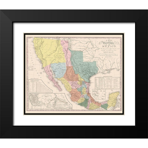 United States Mexico - Tanner 1847 Black Modern Wood Framed Art Print with Double Matting by Tanner