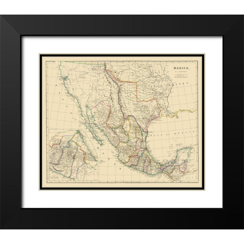 Mexico - Arrowsmith 1844 Black Modern Wood Framed Art Print with Double Matting by Arrowsmith