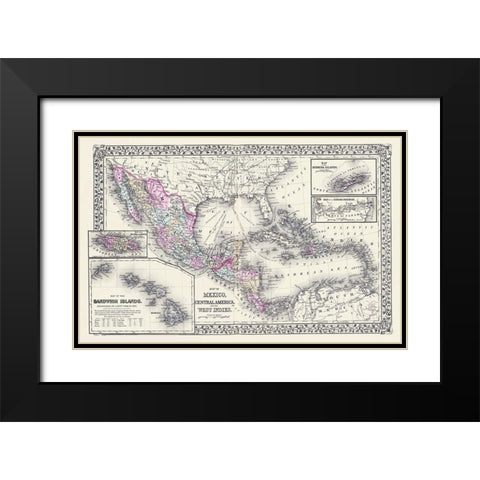Central America West Indies Mexico United States Black Modern Wood Framed Art Print with Double Matting by Mitchell