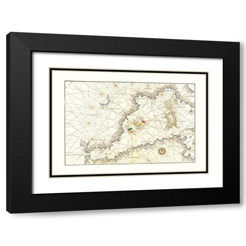 Mediterranean Sea Coast - Agnese 1544 Black Modern Wood Framed Art Print with Double Matting by Agnese, Battista