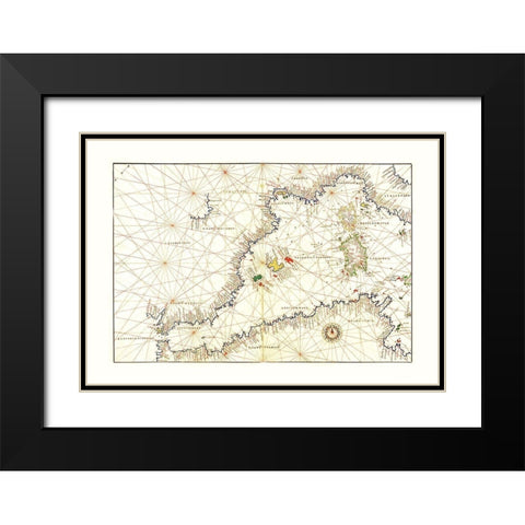 Mediterranean Sea Coast - Agnese 1544 Black Modern Wood Framed Art Print with Double Matting by Agnese, Battista