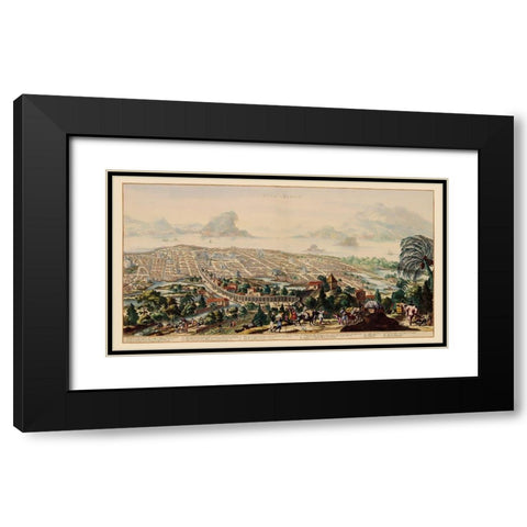Panoramic Mexico City Mexico - Ogilby 1671 Black Modern Wood Framed Art Print with Double Matting by Ogilby