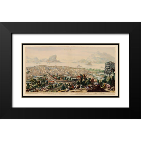 Panoramic Mexico City Mexico - Ogilby 1671 Black Modern Wood Framed Art Print with Double Matting by Ogilby