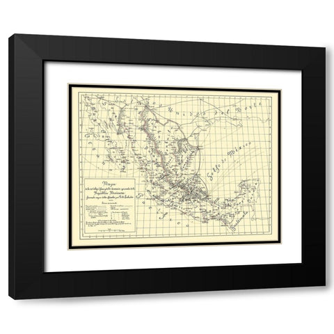 Telegraphs Mexico - Labadie 1884 Black Modern Wood Framed Art Print with Double Matting by Labadie