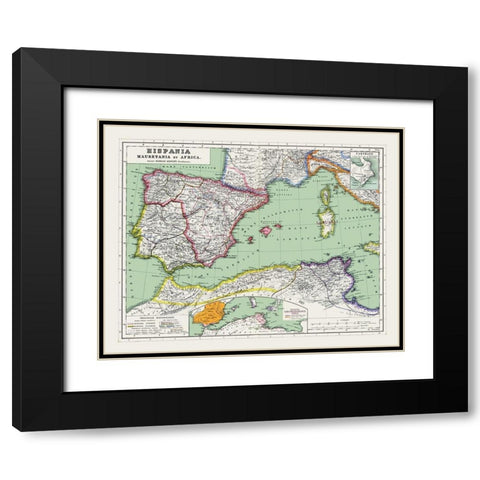 Western Mediterranean Region - Reimer 1903 Black Modern Wood Framed Art Print with Double Matting by Reimer