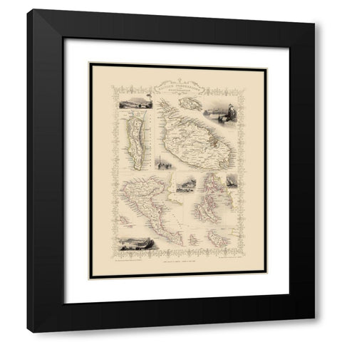 British Possessions Mediterranean Malta Black Modern Wood Framed Art Print with Double Matting by Tallis