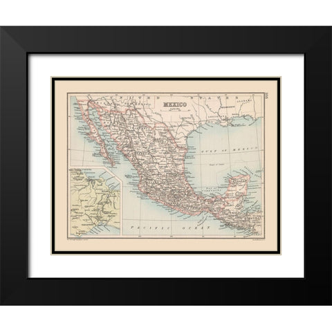 Guatemala Mexico - Bartholomew 1892 Black Modern Wood Framed Art Print with Double Matting by Bartholomew