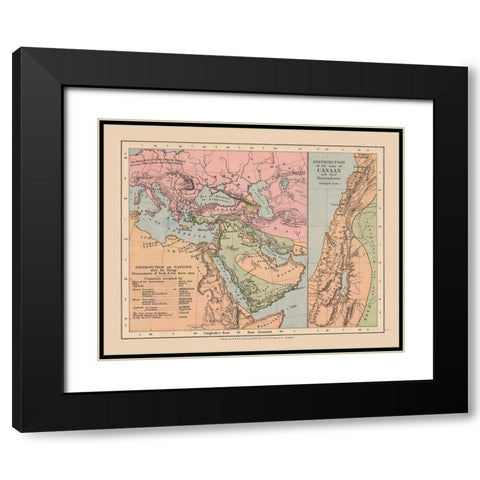 Population after Deluge Middle East - Case 1878 Black Modern Wood Framed Art Print with Double Matting by Case