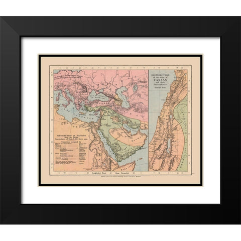 Population after Deluge Middle East - Case 1878 Black Modern Wood Framed Art Print with Double Matting by Case