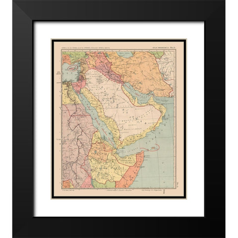 Middle East Africa - Streit 1913 Black Modern Wood Framed Art Print with Double Matting by Streit