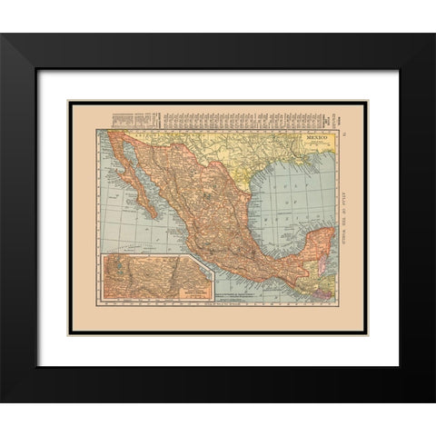 Mexico - Hammond 1910 Black Modern Wood Framed Art Print with Double Matting by Hammond