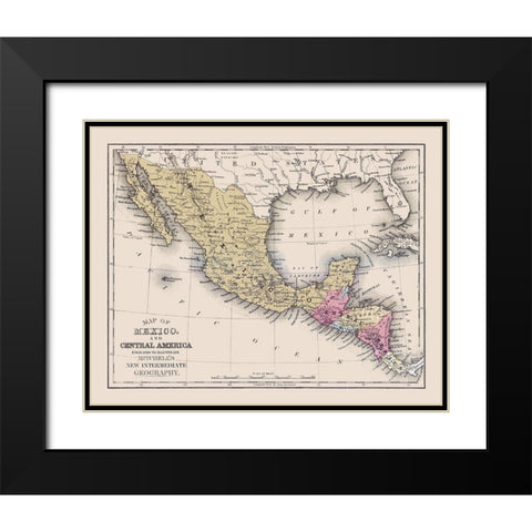 Central America Mexico United States Black Modern Wood Framed Art Print with Double Matting by Mitchell