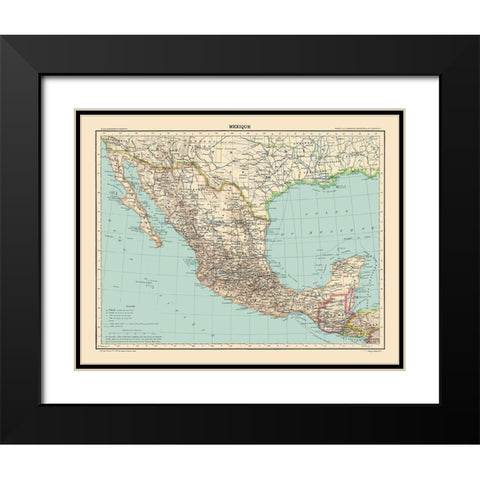 Mexico - Schrader 1908 Black Modern Wood Framed Art Print with Double Matting by Schrader